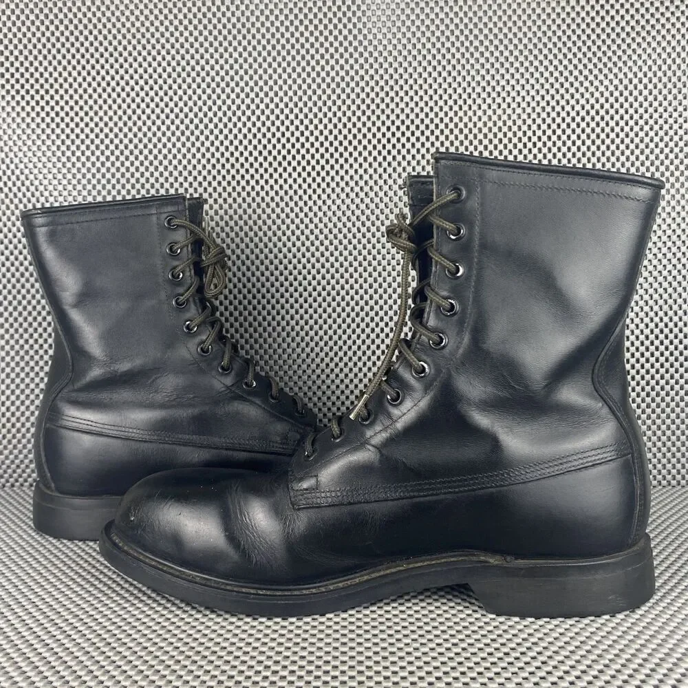 Vintage 1992 Wolverine Military Combat Boots Mens 9 R Black Leather Steel Toe
